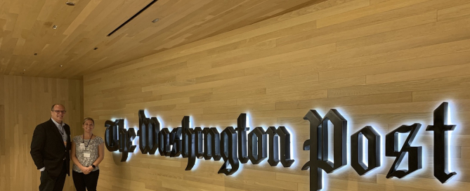 Vehr's President details experience touring the Washington Post with IPREX partners.