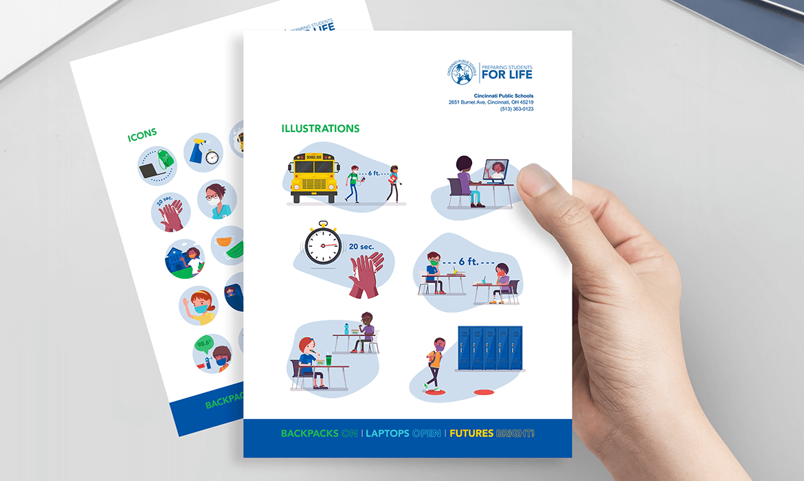 Letterhead template showcasing illustrations and icons