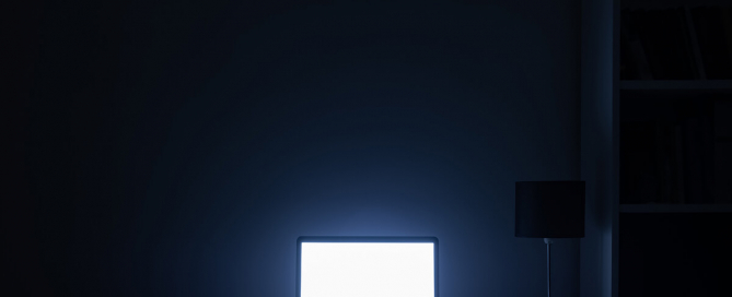 Computer illuminates empty room