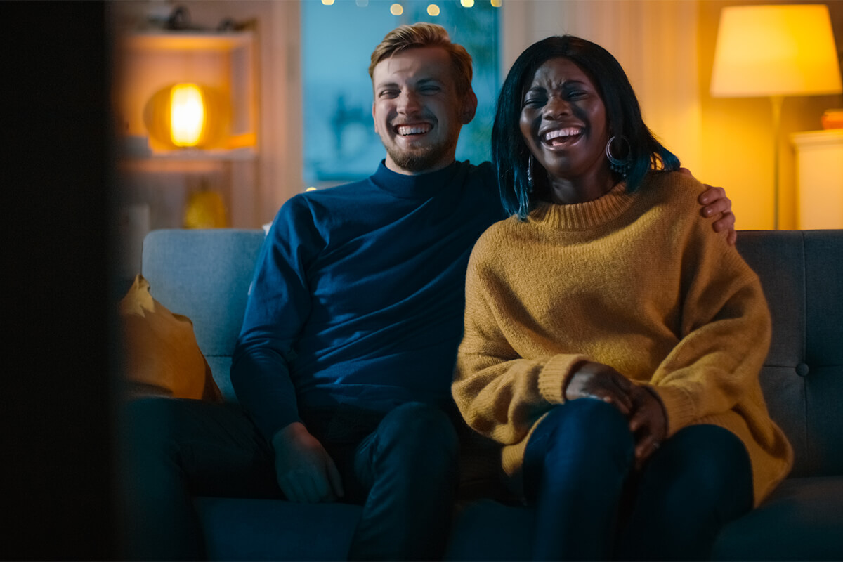 Couple watches Super Bowl ads